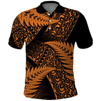 New Zealand Rugby Pacific Personalised Polo Shirt All Gold Maori Pasifika Fern Pattern
