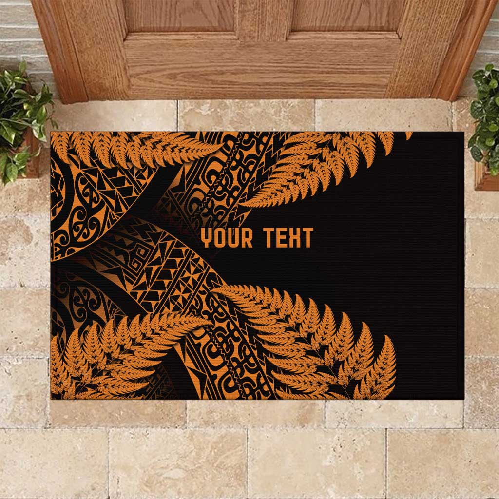 New Zealand Rugby Pacific Personalised Rubber Doormat All Gold Maori Pasifika Fern Pattern LT9 Gold - Polynesian Pride
