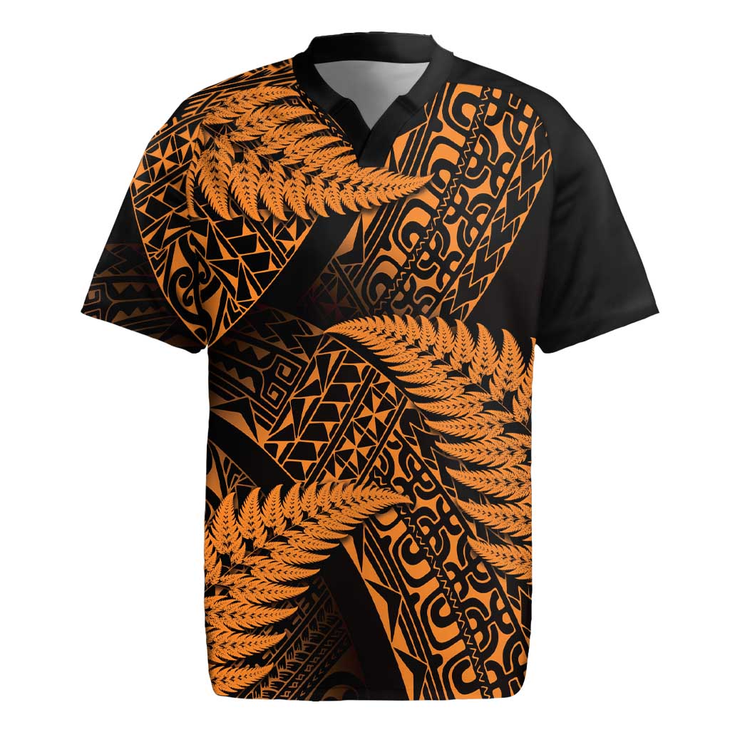 New Zealand Rugby Pacific Personalised Rugby Jersey All Gold Maori Pasifika Fern Pattern LT9 Gold - Polynesian Pride