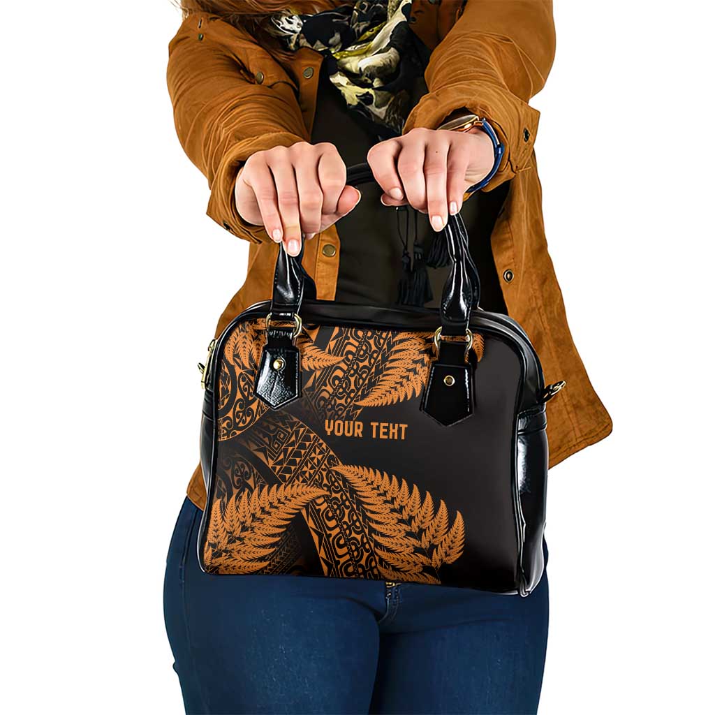 New Zealand Rugby Pacific Personalised Shoulder Handbag All Gold Maori Pasifika Fern Pattern