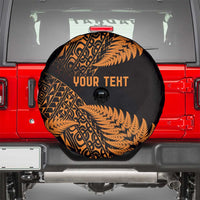 New Zealand Rugby Pacific Personalised Spare Tire Cover All Gold Maori Pasifika Fern Pattern