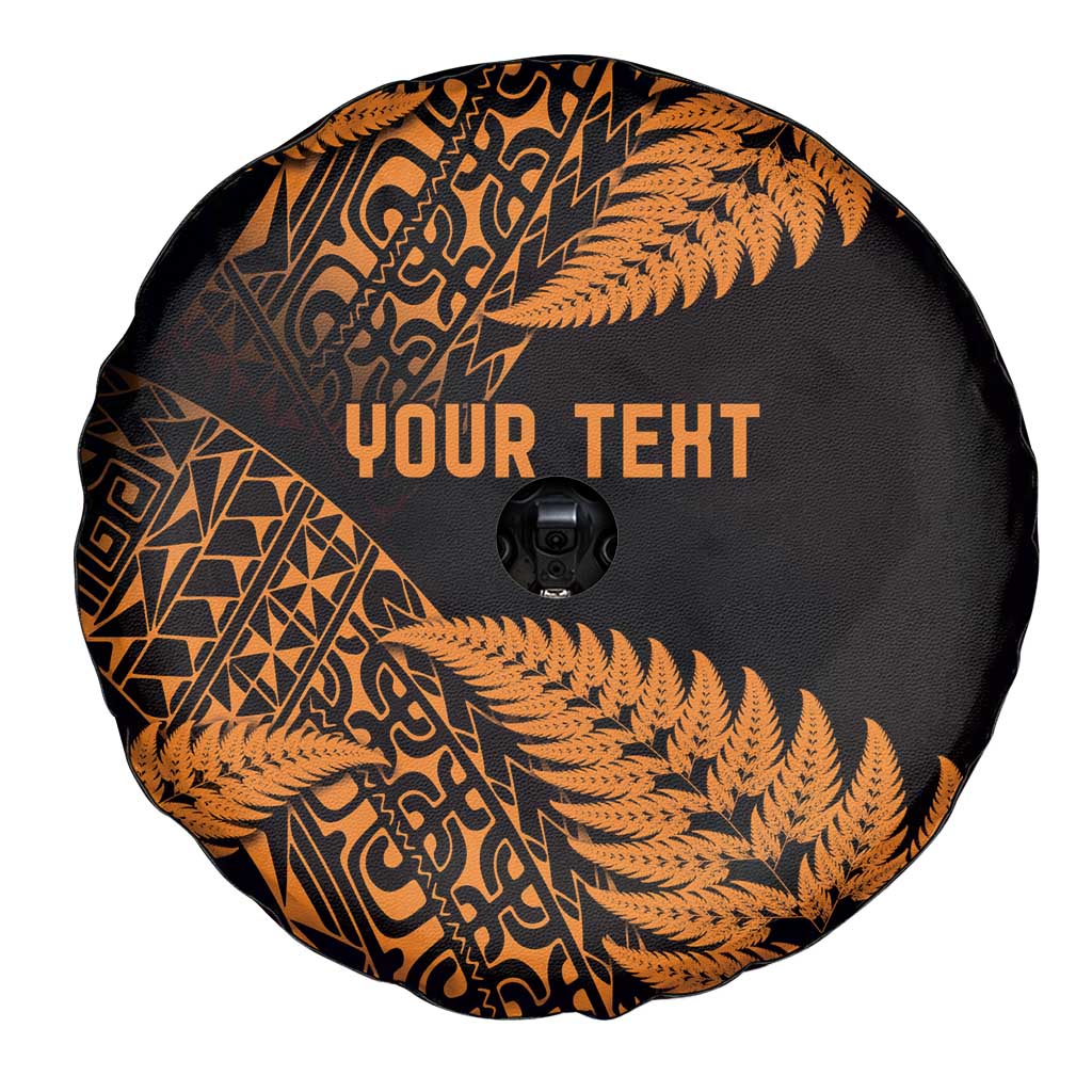 New Zealand Rugby Pacific Personalised Spare Tire Cover All Gold Maori Pasifika Fern Pattern