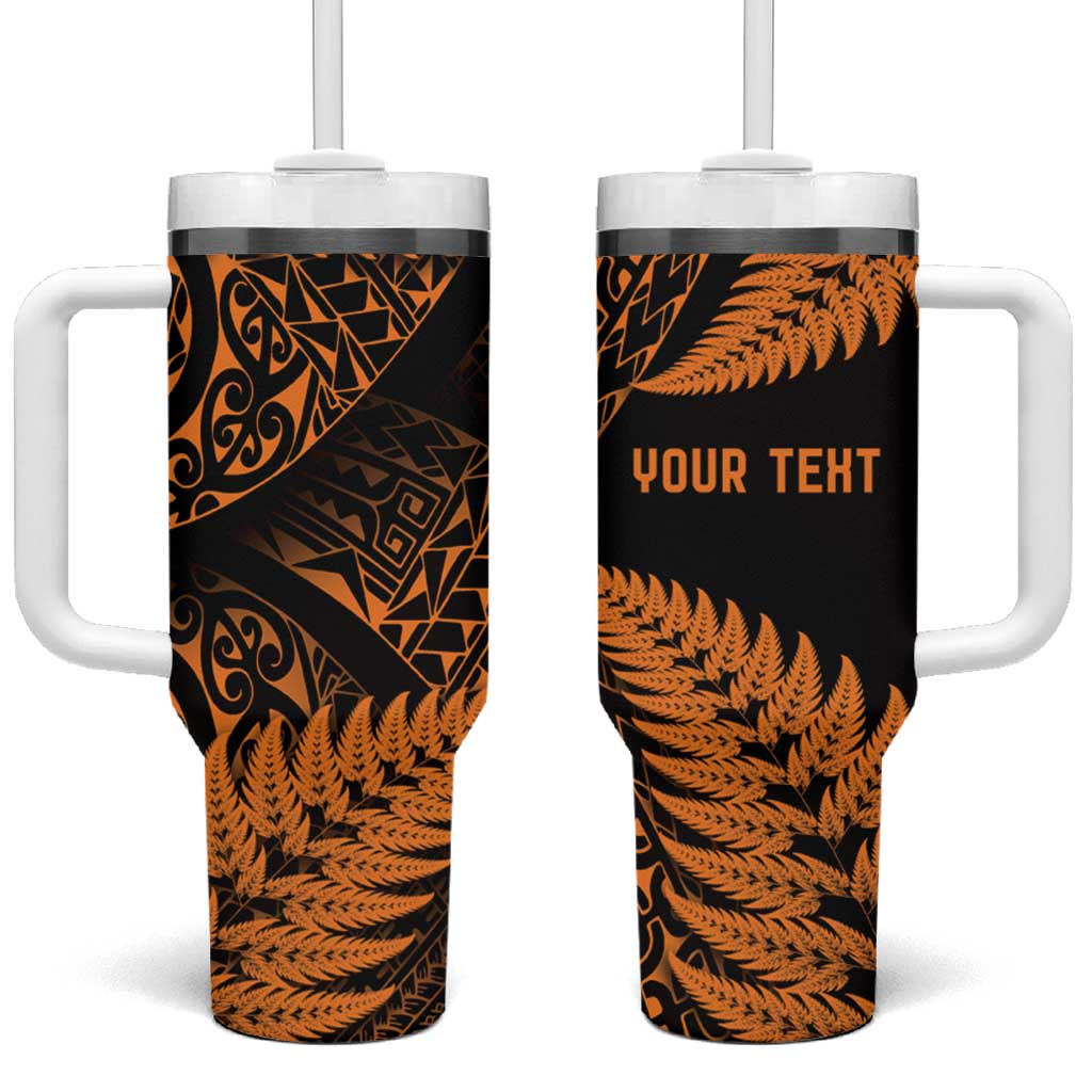 New Zealand Rugby Pacific Personalised Tumbler With Handle All Gold Maori Pasifika Fern Pattern LT9 One Size: 40 oz Gold - Polynesian Pride