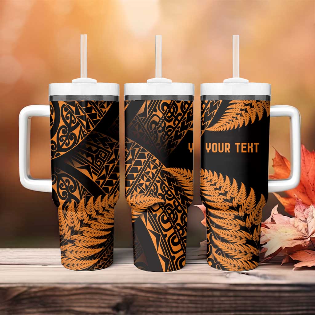 New Zealand Rugby Pacific Personalised Tumbler With Handle All Gold Maori Pasifika Fern Pattern LT9 - Polynesian Pride