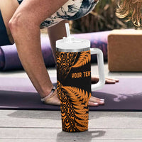 New Zealand Rugby Pacific Personalised Tumbler With Handle All Gold Maori Pasifika Fern Pattern LT9 - Polynesian Pride