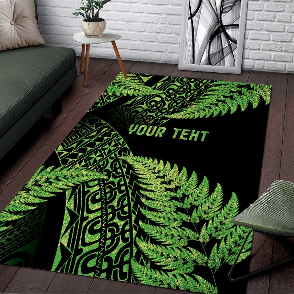 New Zealand Rugby Pacific Personalised Area Rug All Lime Maori Pasifika Fern Pattern LT9 Lime - Polynesian Pride