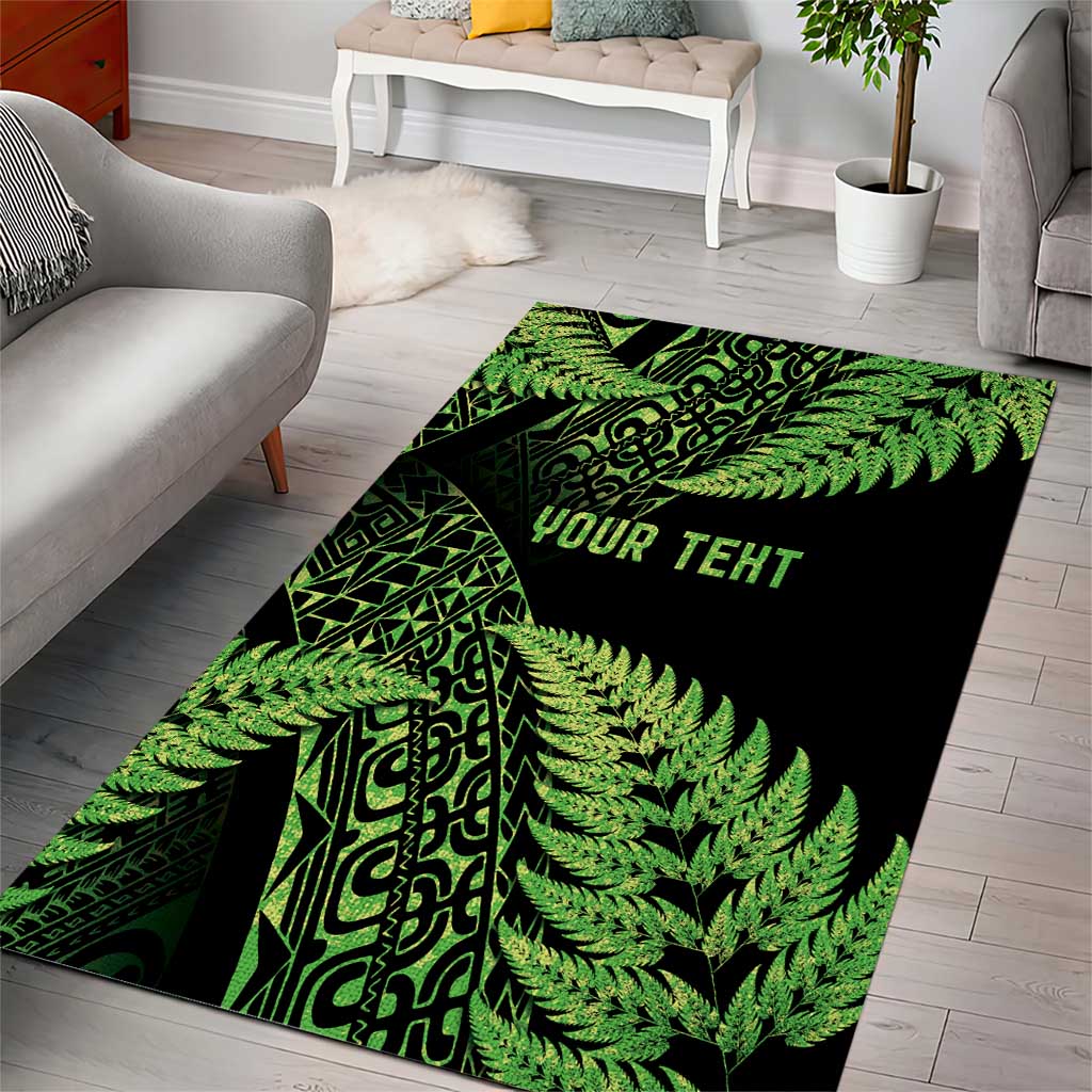 New Zealand Rugby Pacific Personalised Area Rug All Lime Maori Pasifika Fern Pattern LT9 - Polynesian Pride