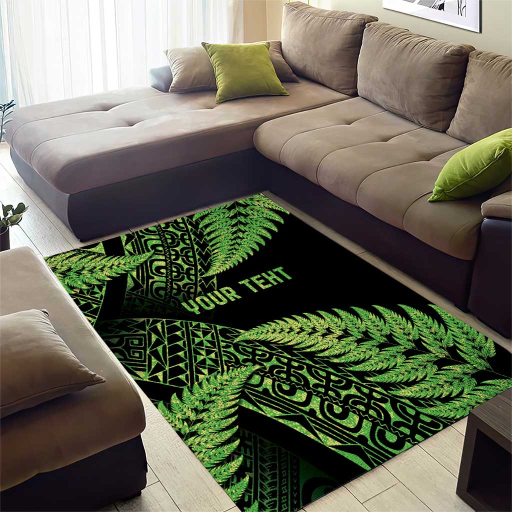 New Zealand Rugby Pacific Personalised Area Rug All Lime Maori Pasifika Fern Pattern LT9 - Polynesian Pride