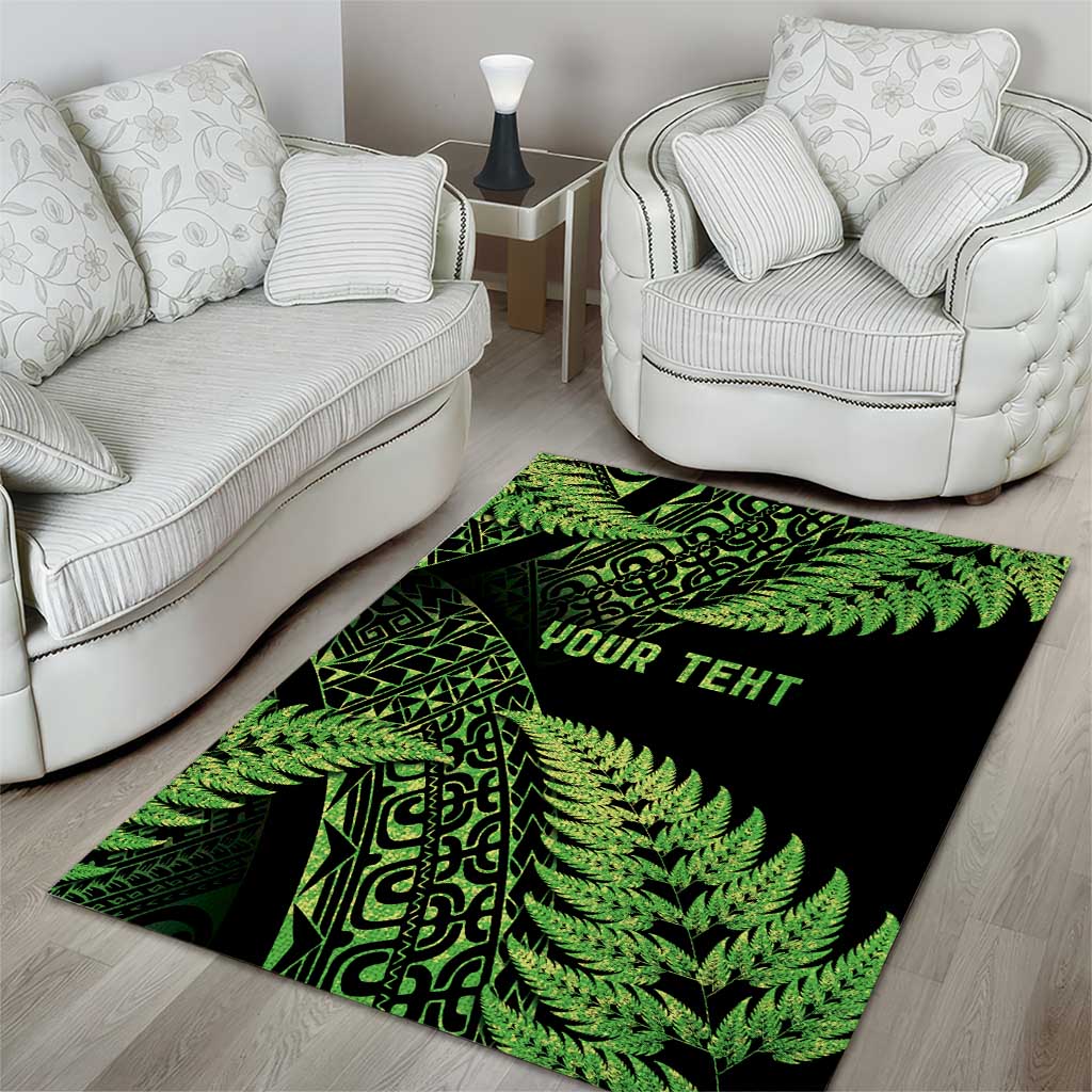 New Zealand Rugby Pacific Personalised Area Rug All Lime Maori Pasifika Fern Pattern LT9 - Polynesian Pride