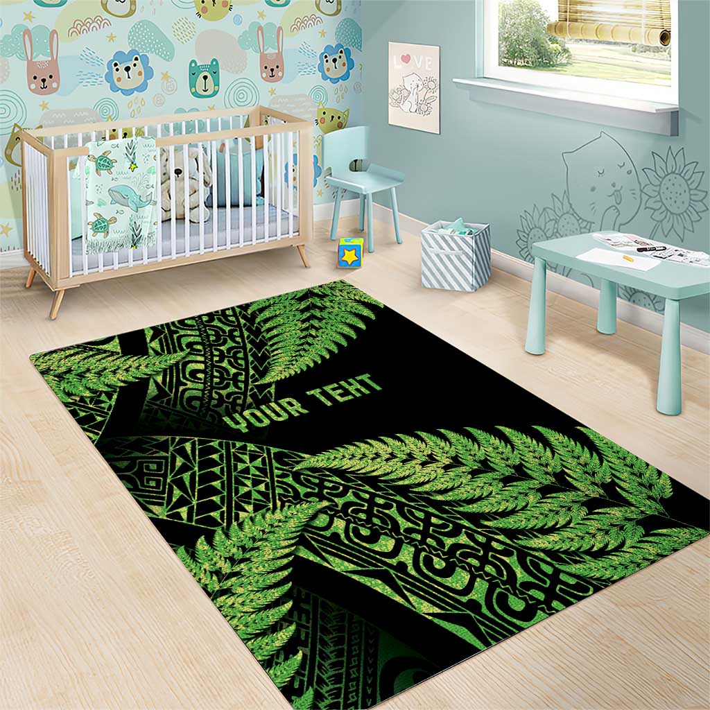 New Zealand Rugby Pacific Personalised Area Rug All Lime Maori Pasifika Fern Pattern LT9 - Polynesian Pride