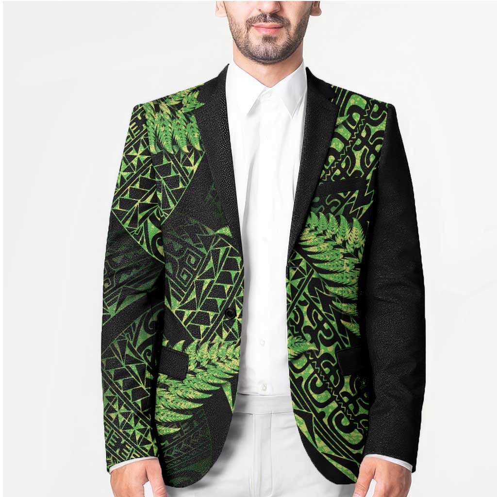 New Zealand Rugby Pacific Personalised Blazer All Lime Maori Pasifika Fern Pattern LT9 - Polynesian Pride
