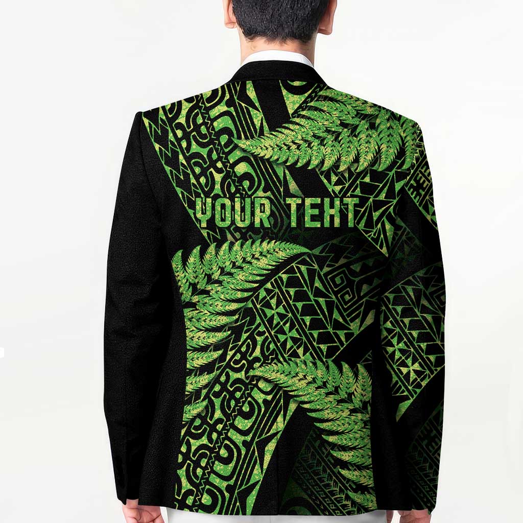 New Zealand Rugby Pacific Personalised Blazer All Lime Maori Pasifika Fern Pattern LT9 - Polynesian Pride