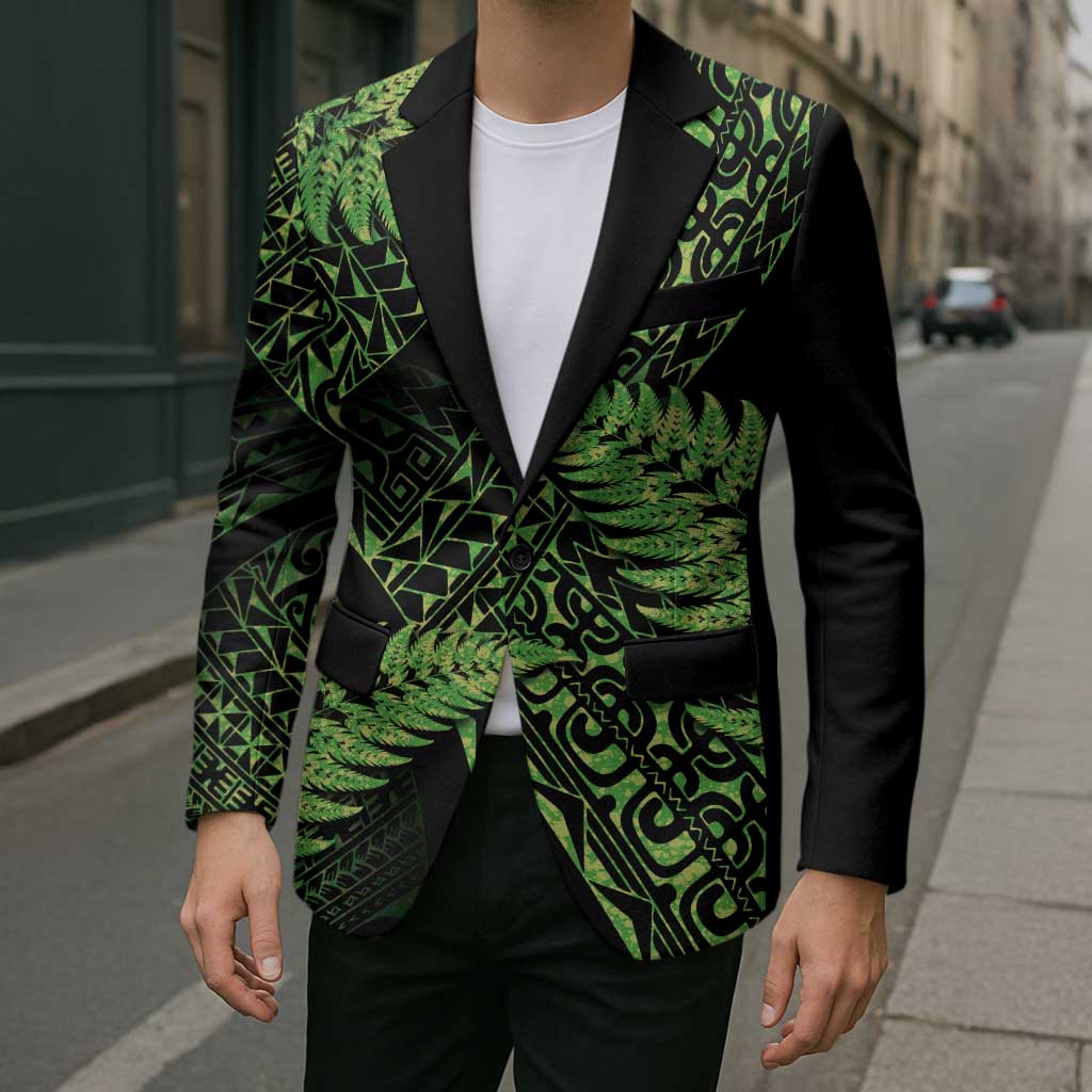 New Zealand Rugby Pacific Personalised Blazer All Lime Maori Pasifika Fern Pattern LT9 - Polynesian Pride