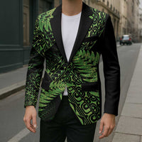 New Zealand Rugby Pacific Personalised Blazer All Lime Maori Pasifika Fern Pattern LT9 - Polynesian Pride