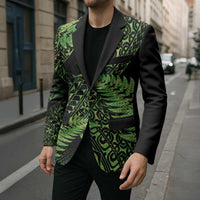 New Zealand Rugby Pacific Personalised Blazer All Lime Maori Pasifika Fern Pattern LT9 - Polynesian Pride