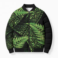 New Zealand Rugby Pacific Personalised Bomber Puffer Jacket All Lime Maori Pasifika Fern Pattern LT9 Unisex Lime - Polynesian Pride