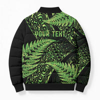 New Zealand Rugby Pacific Personalised Bomber Puffer Jacket All Lime Maori Pasifika Fern Pattern LT9 - Polynesian Pride