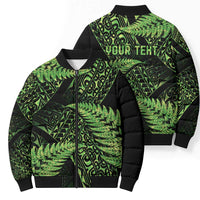New Zealand Rugby Pacific Personalised Bomber Puffer Jacket All Lime Maori Pasifika Fern Pattern LT9 - Polynesian Pride
