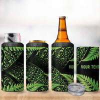 New Zealand Rugby Pacific Personalised 4 in 1 Can Cooler Tumbler All Lime Maori Pasifika Fern Pattern LT9 - Polynesian Pride
