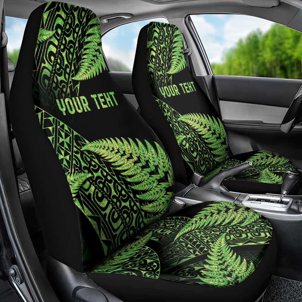 New Zealand Rugby Pacific Personalised Car Seat Cover All Lime Maori Pasifika Fern Pattern