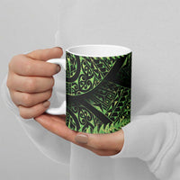 New Zealand Rugby Pacific Personalised Ceramic Mug All Lime Maori Pasifika Fern Pattern - Polynesian Pride