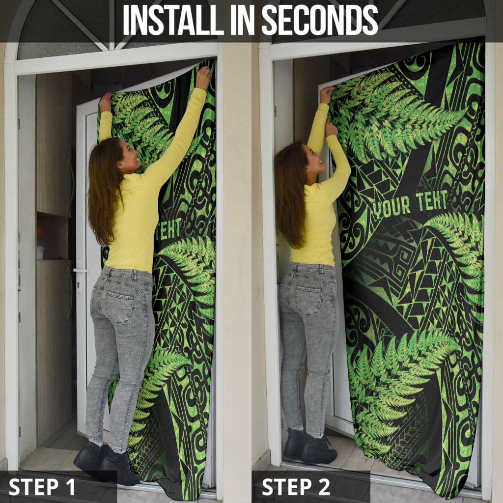 New Zealand Rugby Pacific Personalised Door Cover All Lime Maori Pasifika Fern Pattern - Polynesian Pride