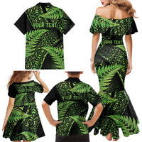 New Zealand Rugby Pacific Personalised Family Matching Mermaid Dress and Hawaiian Shirt All Lime Maori Pasifika Fern Pattern LT9 - Polynesian Pride