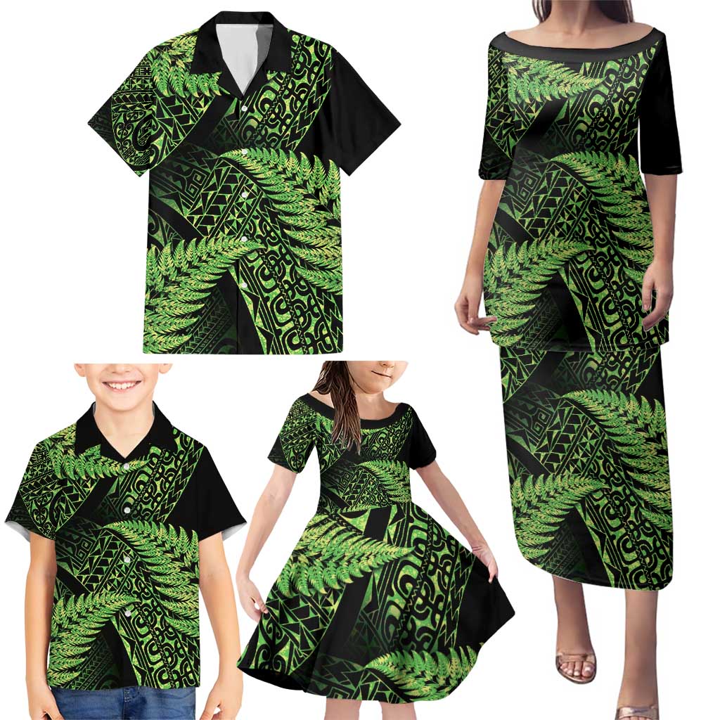 New Zealand Rugby Pacific Personalised Family Matching Puletasi and Hawaiian Shirt All Lime Maori Pasifika Fern Pattern LT9 - Polynesian Pride