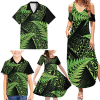 New Zealand Rugby Pacific Personalised Family Matching Summer Maxi Dress and Hawaiian Shirt All Lime Maori Pasifika Fern Pattern LT9 - Polynesian Pride