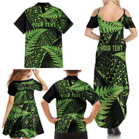 New Zealand Rugby Pacific Personalised Family Matching Summer Maxi Dress and Hawaiian Shirt All Lime Maori Pasifika Fern Pattern LT9 - Polynesian Pride