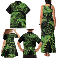 New Zealand Rugby Pacific Personalised Family Matching Tank Maxi Dress and Hawaiian Shirt All Lime Maori Pasifika Fern Pattern LT9 - Polynesian Pride