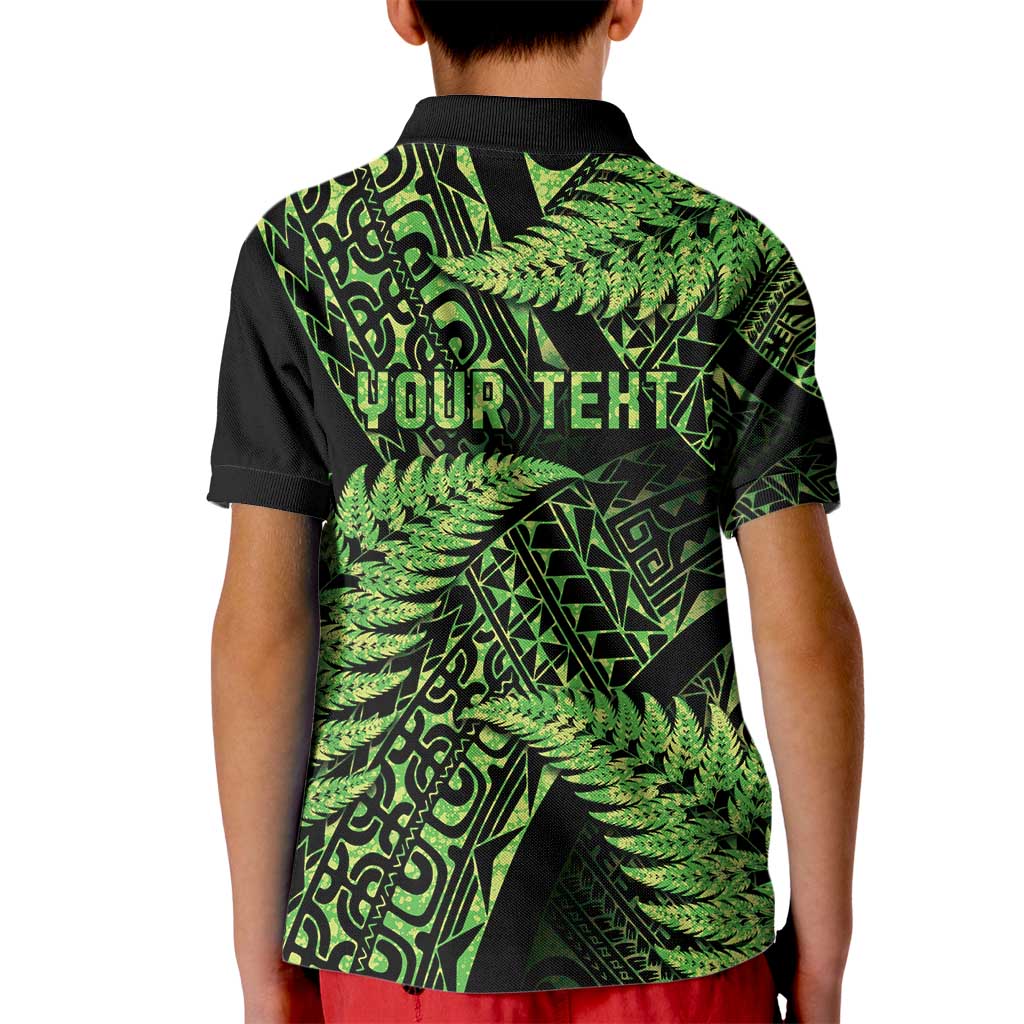 New Zealand Rugby Pacific Personalised Kid Polo Shirt All Lime Maori Pasifika Fern Pattern LT9 - Polynesian Pride
