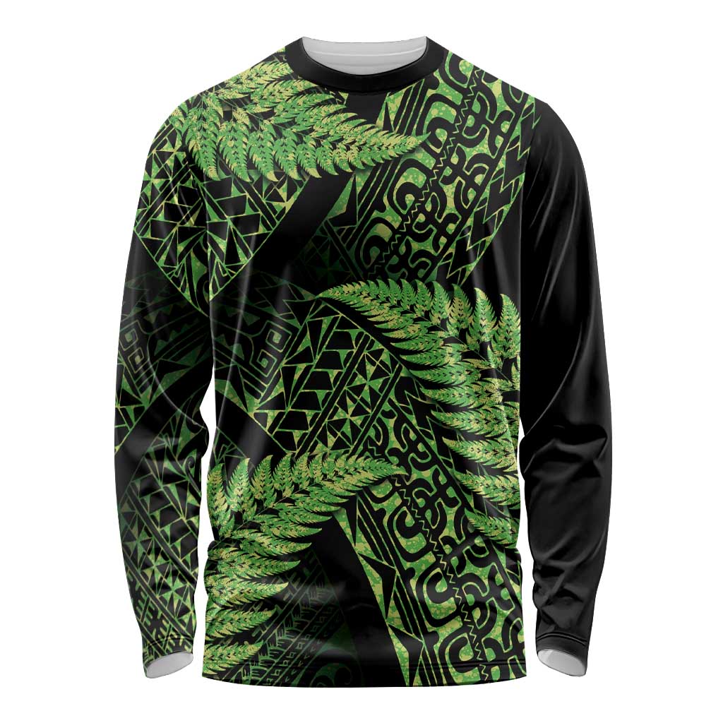 New Zealand Rugby Pacific Personalised Long Sleeve Shirt All Lime Maori Pasifika Fern Pattern LT9 Unisex Lime - Polynesian Pride