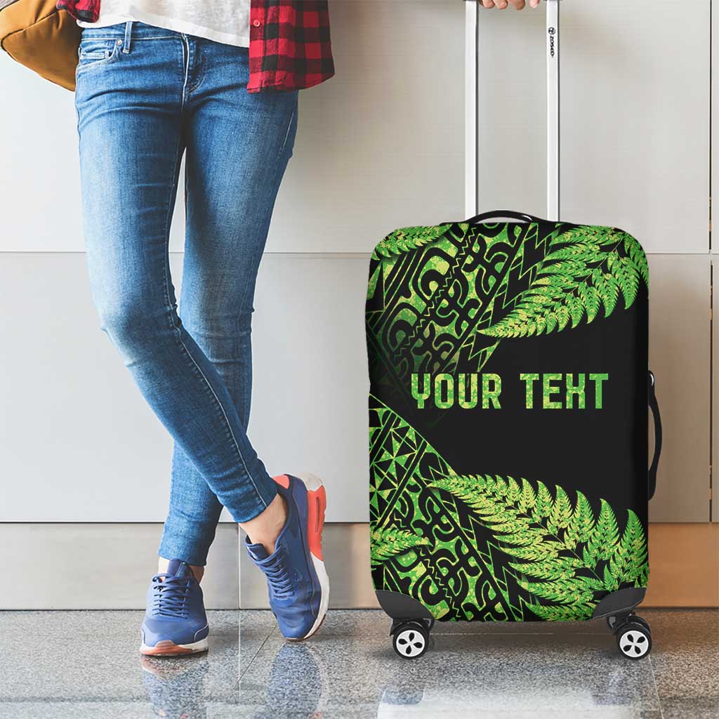 New Zealand Rugby Pacific Personalised Luggage Cover All Lime Maori Pasifika Fern Pattern