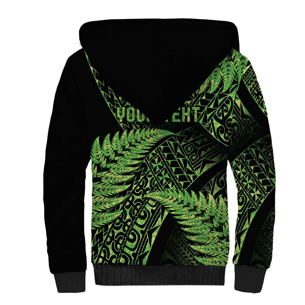 New Zealand Rugby Pacific Personalised Sherpa Hoodie All Lime Maori Pasifika Fern Pattern