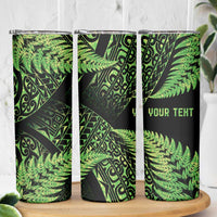 New Zealand Rugby Pacific Personalised Skinny Tumbler All Lime Maori Pasifika Fern Pattern LT9 - Polynesian Pride