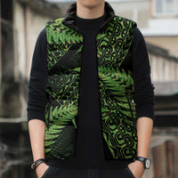 New Zealand Rugby Pacific Personalised Sleeveless Puffer Jacket All Lime Maori Pasifika Fern Pattern - Polynesian Pride