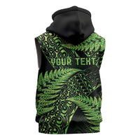 New Zealand Rugby Pacific Personalised Sleeveless Zip Hoodie All Lime Maori Pasifika Fern Pattern - Polynesian Pride