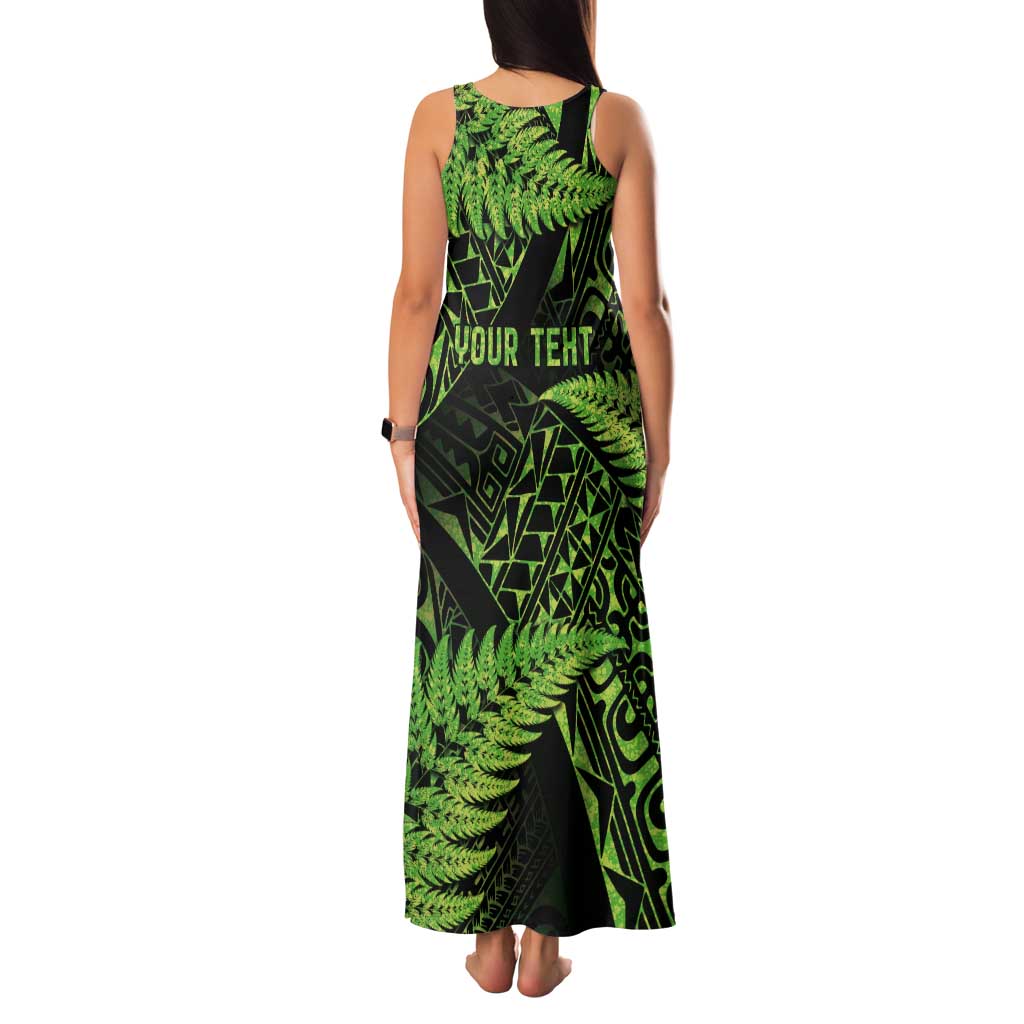 New Zealand Rugby Pacific Personalised Tank Maxi Dress All Lime Maori Pasifika Fern Pattern