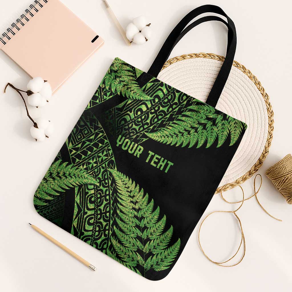 New Zealand Rugby Pacific Personalised Tote Bag All Lime Maori Pasifika Fern Pattern - Polynesian Pride