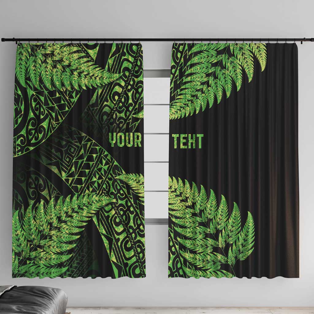 New Zealand Rugby Pacific Personalised Window Curtain All Lime Maori Pasifika Fern Pattern LT9 With Hooks Lime - Polynesian Pride