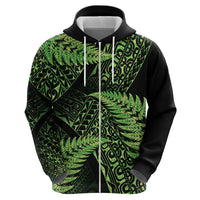 New Zealand Rugby Pacific Personalised Zip Hoodie All Lime Maori Pasifika Fern Pattern