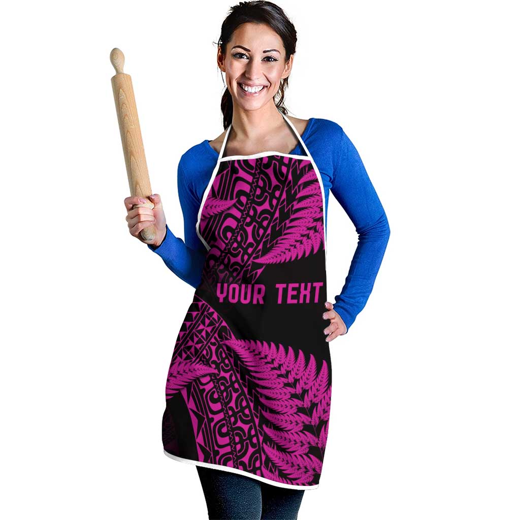 New Zealand Rugby Pacific Personalised Apron All Pink Maori Pasifika Fern Pattern - Polynesian Pride