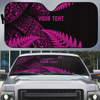 New Zealand Rugby Pacific Personalised Auto Sun Shade All Pink Maori Pasifika Fern Pattern - Polynesian Pride
