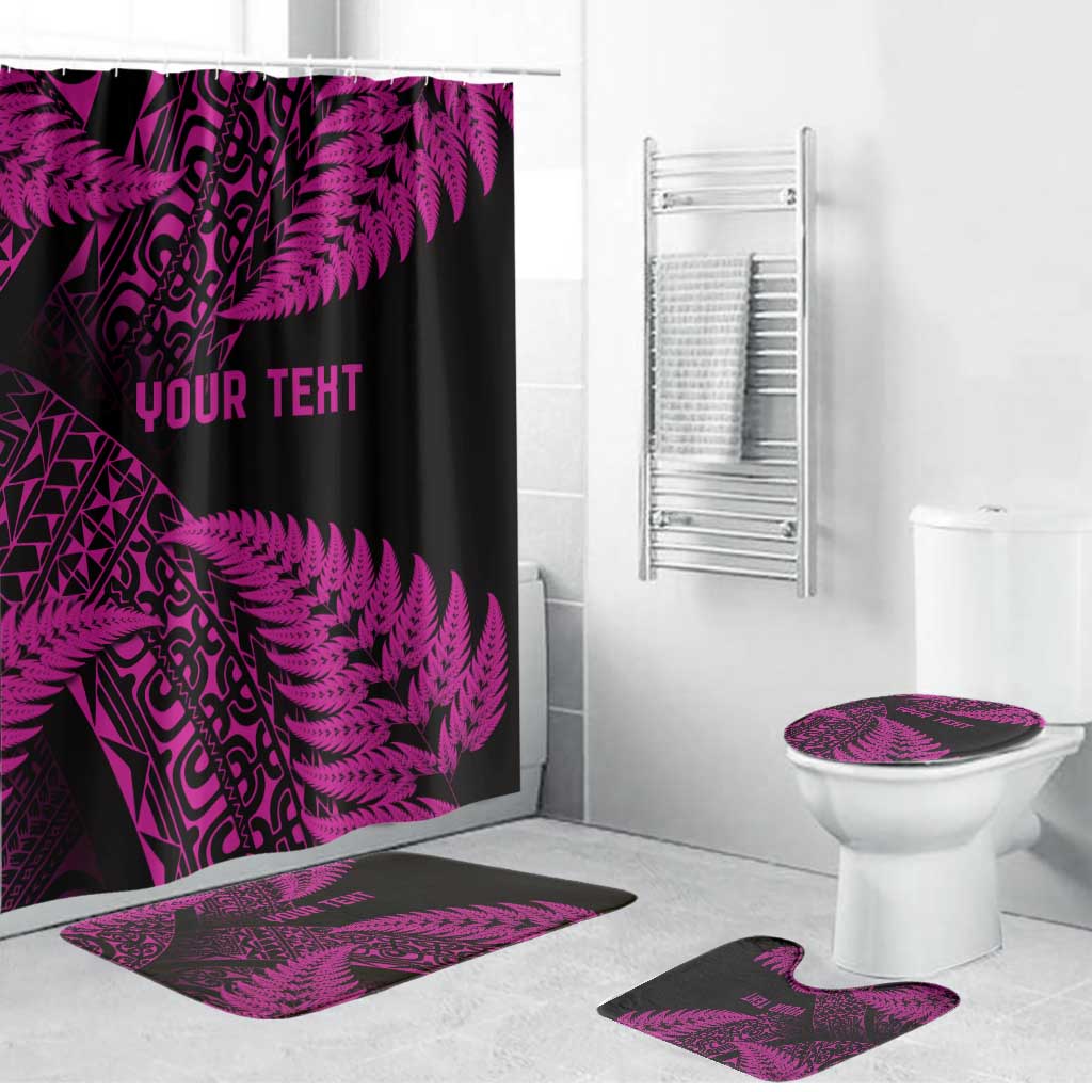 New Zealand Rugby Pacific Personalised Bathroom Set All Pink Maori Pasifika Fern Pattern - Polynesian Pride
