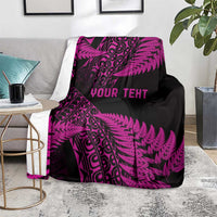 New Zealand Rugby Pacific Personalised Blanket All Pink Maori Pasifika Fern Pattern