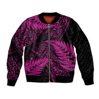 New Zealand Rugby Pacific Personalised Bomber Jacket All Pink Maori Pasifika Fern Pattern LT9 Unisex Pink - Polynesian Pride