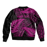 New Zealand Rugby Pacific Personalised Bomber Jacket All Pink Maori Pasifika Fern Pattern LT9 - Polynesian Pride