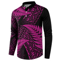 New Zealand Rugby Pacific Personalised Button Sweatshirt All Pink Maori Pasifika Fern Pattern LT9 - Polynesian Pride