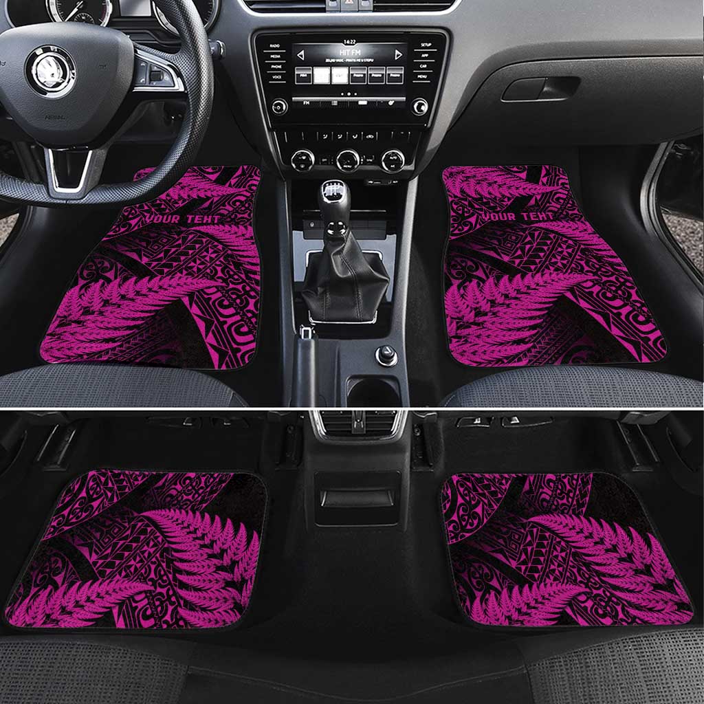 New Zealand Rugby Pacific Personalised Car Mats All Pink Maori Pasifika Fern Pattern LT9 Set 4pcs Pink - Polynesian Pride